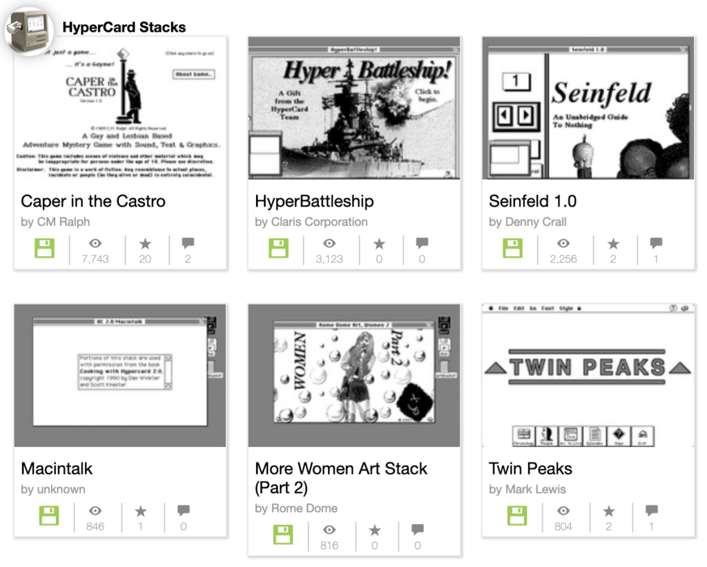 Screen Shot of Internet Archive HyperCard Collection